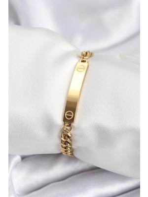 Ayışığı 316L Çelik Gold Renk Yazı Yazmaya Uygun Kadın Bileklik