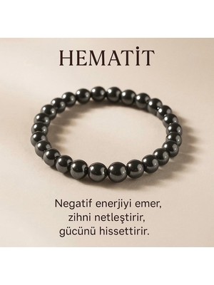 Morlisse Hematit Doğal Taş Bileklik, Negatif Enerji Koruyucu