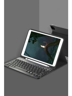 AyrStore Buğz Samsung Galaxy Tab A9 Plus Kılıf KC01 Smart Klavyeli Tablet Kılıfı - Siyah