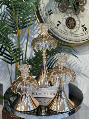 YNSK 3 Lü Ayaklı Mumluk & Şamdan Etek Gül