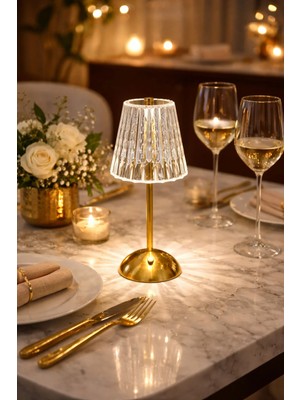 Gülümseten Avm Şarjlı Kablosuz LED Masa Lambası Gold Dokunmatik Abajur Loş Ortam Aydınlatma Gece Lambası - Altın- Altın- Tek Ebat