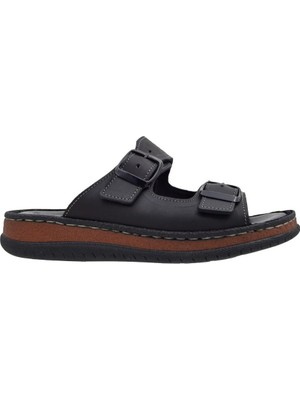 Ayarlanabilir Deri Comfort Kadın Terlik 2058 - Siyah