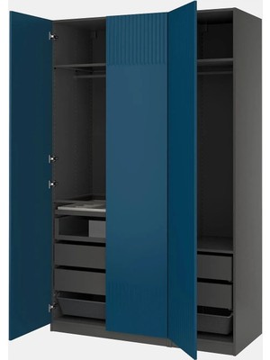 IKEA Koyu Gri Şık Kapaklı Gardırop 150X60X236 cm