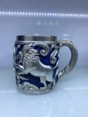 Aslan Işlemeli Çelik Kupa Bardak Kod 6974