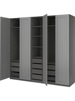 IKEA Koyu Gri Ferah Kapaklı Gardırop 250X60X236 cm
