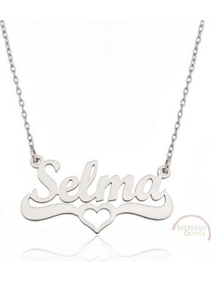 Bigakan 925 Ayar Gümüş Kalpli Selma Isimli Kolye - Kalp Desenli