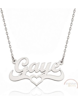 Bigakan 925 Ayar Gümüş Kalpli Gaye Isimli Kolye - Kalp Desenli