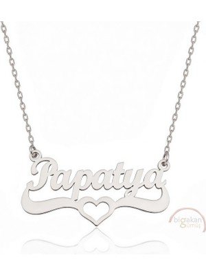 Bigakan 925 Ayar Gümüş Kalpli Papatya Isimli Kolye - Kalp Desenli