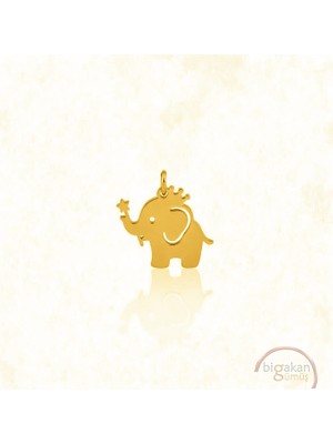 Bigakan Fil Figürü Kolye Ucu 925 Ayar Minimal Tasarım Altın Kaplama
