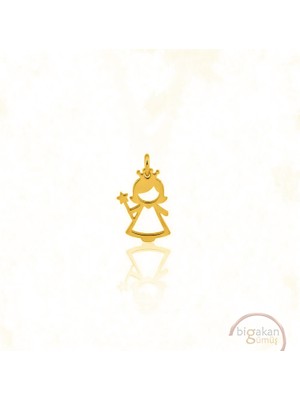 Bigakan Su Perisi Kolye Ucu 925 Ayar Minimal Tasarım Altın Kaplama