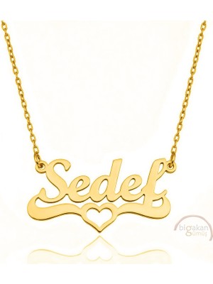 Bigakan 925 Ayar Gümüş Altın Kaplama Kalpli Sedef Isimli Kolye - Kalp Desenli