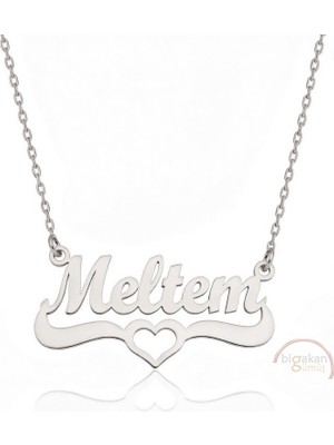 Bigakan 925 Ayar Gümüş Kalpli Meltem Isimli Kolye - Kalp Desenli