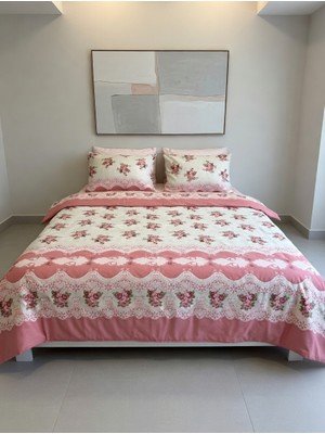 Tekstil Vagonu Çift Kişilik Çarşafı Lastikli Nevresim Takımı 4 Adet Yastık Kılıfı