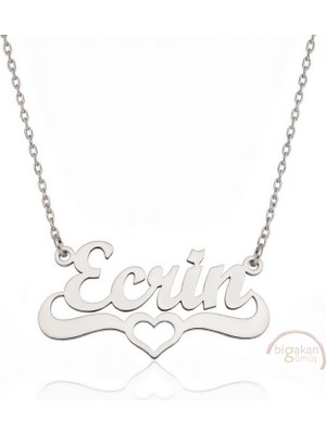 Bigakan 925 Ayar Gümüş Kalpli Evin Isimli Kolye - Kalp Desenli