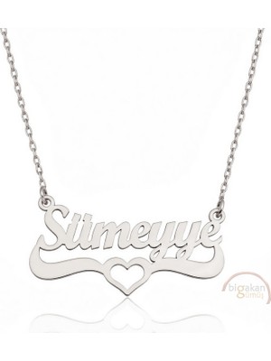 Bigakan 925 Ayar Gümüş Kalpli Sümeyye Isimli Kolye - Kalp Desenli