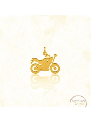 Bigakan Motor Tasarımı Kolye Ucu 925 Ayar Minimal Tasarım Altın Kaplama