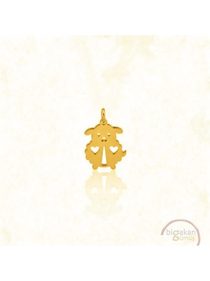Bigakan Kalpli Kuzu Şans  Kolye Ucu 925 Ayar Minimal Tasarım Altın Kaplama