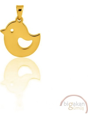 Bigakan Minimal  Civciv Kolye Ucu 925 Ayar Minimal Tasarım Altın Kaplama