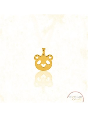 Bigakan Kalpli Ayı Sülüeti Kolye Ucu 925 Ayar Minimal Tasarım Altın Kaplama