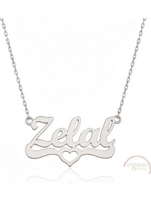 Bigakan 925 Ayar Gümüş Kalpli Zelal Isimli Kolye - Kalp Desenli