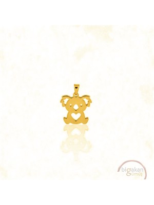 Bigakan Minik Kalpli Koala Kolye Ucu 925 Ayar Minimal Tasarım Altın Kaplama