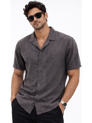 Erkek Kısa Kollu Düğmeli Gömlek – Oversize Rahat Kalıp Yazlık Şık Model