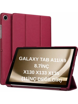 MobaxAksesuar Samsung Galaxy Tab A11 8.7inç Kılıf Pu Deri Smart Standlı Case Uyku Modlu X133 X135 X135F