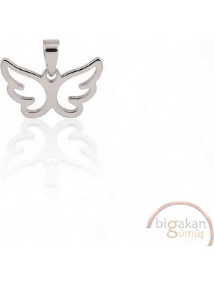 Bigakan Melek Kanadı Kolye Ucu 925 Ayar Minimal Tasarım Beyaz