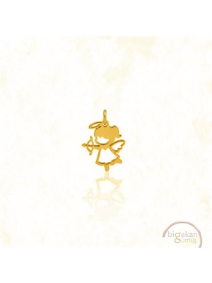 Bigakan Okçu Aşk Meleği  Kolye Ucu 925 Ayar Minimal Tasarım Altın Kaplama
