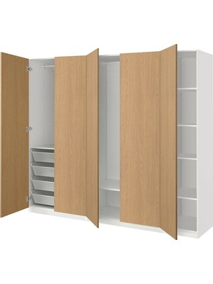 IKEA Beyaz Sağlam Kapaklı Gardırop 250X60X201 cm
