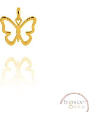 Bigakan Kelebek Kolye Ucu 925 Ayar Minimal Tasarım Altın Kaplama