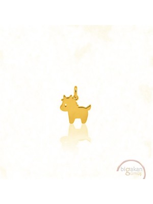 Bigakan Yavru Boğa Kolye Ucu 925 Ayar Minimal Tasarım Altın Kaplama