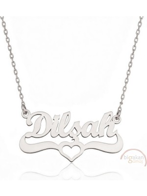 Bigakan 925 Ayar Gümüş Kalpli Dilşah Isimli Kolye - Kalp Desenli