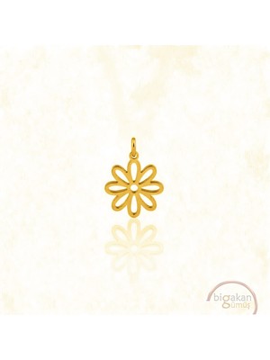 Bigakan Minimalist Papatya Kolye Ucu 925 Ayar Minimal Tasarım Altın Kaplama