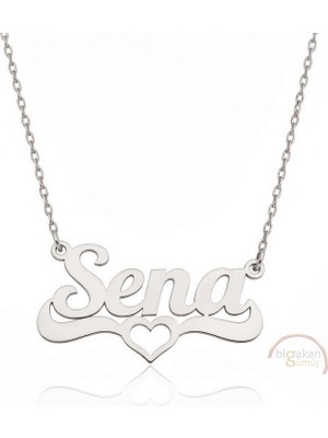 Bigakan 925 Ayar Gümüş Kalpli Sena Isimli Kolye - Kalp Desenli