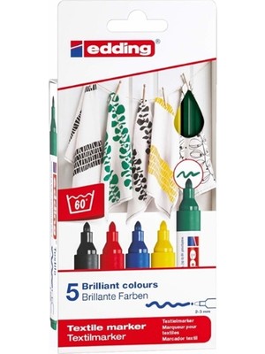Kitabevimden Edding T-Shırt Kalemi Yuvarlak Uçlu Basıc 2-3 mm 5 Li 4500/5S