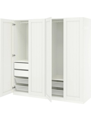 IKEA Beyaz Fonksiyonel Kapaklı Gardırop 200X60X201 cm