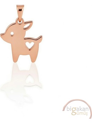 Bigakan Geyik Kolye Ucu 925 Ayar Minimal Tasarım Rose Kaplama