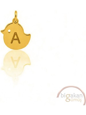 Bigakan A Harfli Sevimli Civciv Kolye Ucu 925 Ayar Minimal Tasarım Altın Kaplama