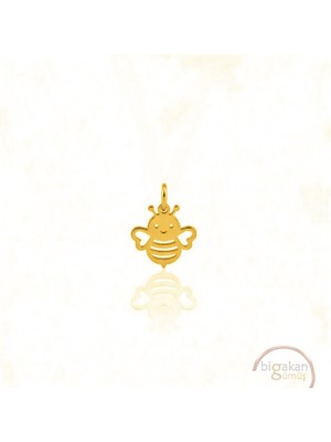 Bigakan Minik Arı Kolye Ucu 925 Ayar Minimal Tasarım Altın Kaplama