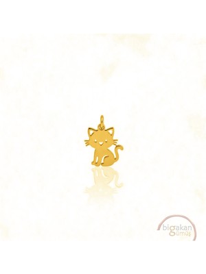 Bigakan Kedi Figürlü Şans Kolye Ucu 925 Ayar Minimal Tasarım Altın Kaplama