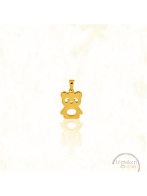 Bigakan Ayıcık Kolye Ucu 925 Ayar Minimal Tasarım Altın Kaplama