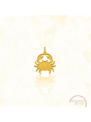 Bigakan Yengeç Figürü Kolye Ucu 925 Ayar Minimal Tasarım Altın Kaplama