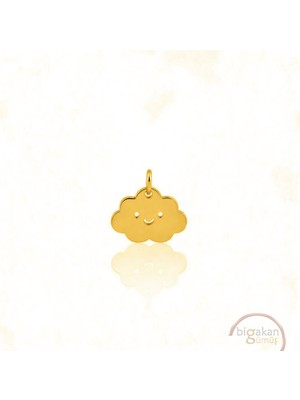 Bigakan Bulut Kolye Ucu 925 Ayar Minimal Tasarım Altın Kaplama