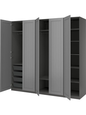 IKEA Koyu Gri Geniş Kapaklı Gardırop 250X60X236 cm