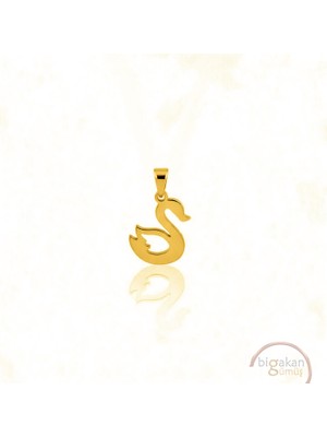 Bigakan Kuğu  Kolye Ucu 925 Ayar Minimal Tasarım Altın Kaplama