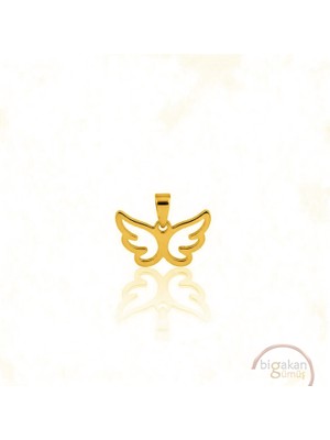 Bigakan Melek Kanadı Kolye Ucu 925 Ayar Minimal Tasarım Altın Kaplama