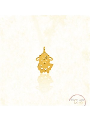 Bigakan Minik Kuzu Tasarımı Kolye Ucu 925 Ayar Minimal Tasarım Altın Kaplama