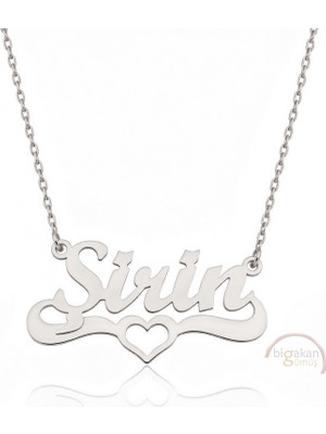 Bigakan 925 Ayar Gümüş Kalpli Şirin Isimli Kolye - Kalp Desenli