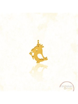 Bigakan Sihirli Değnekli Kuş Kolye Ucu 925 Ayar Minimal Tasarım Altın Kaplama